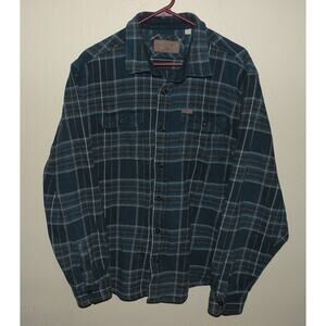 Orvis Men’s 2XL XXL LS Heavy Flannel Button Shirt Jacket Shacket Blue Plaid